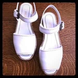 Prada Leather Espadrille Sandal Bianco